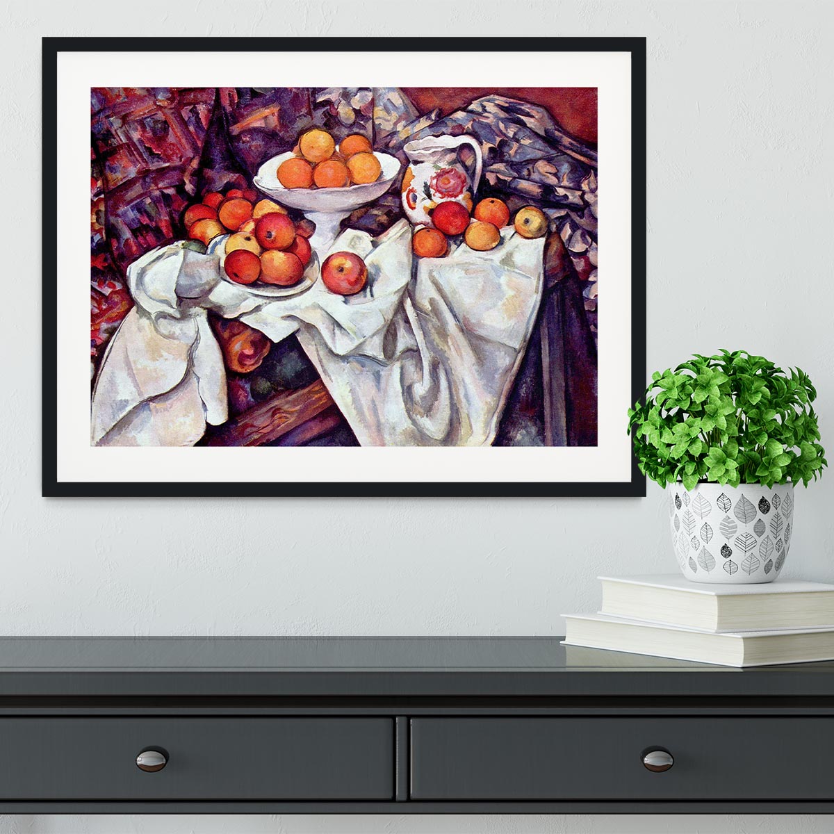 Still Life with Apples and Oranges by Cezanne Framed Print - Canvas Art Rocks - 1