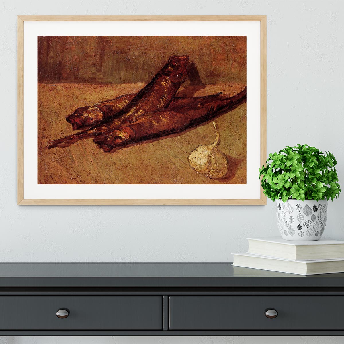 Still Life with Bloaters and Garlic by Van Gogh Framed Print - Canvas Art Rocks - 3