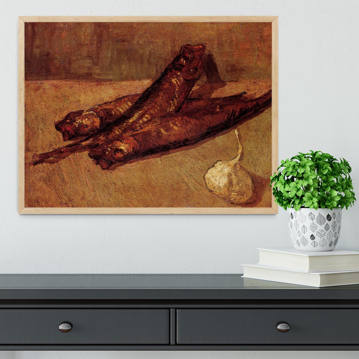 Still Life with Bloaters and Garlic by Van Gogh Framed Print - Canvas Art Rocks - 4