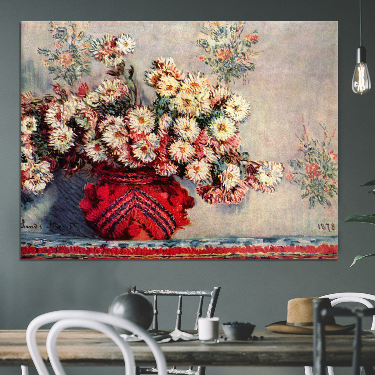 Still Life with Chrysanthemums by Monet Canvas Print or Poster - Canvas Art Rocks - 3