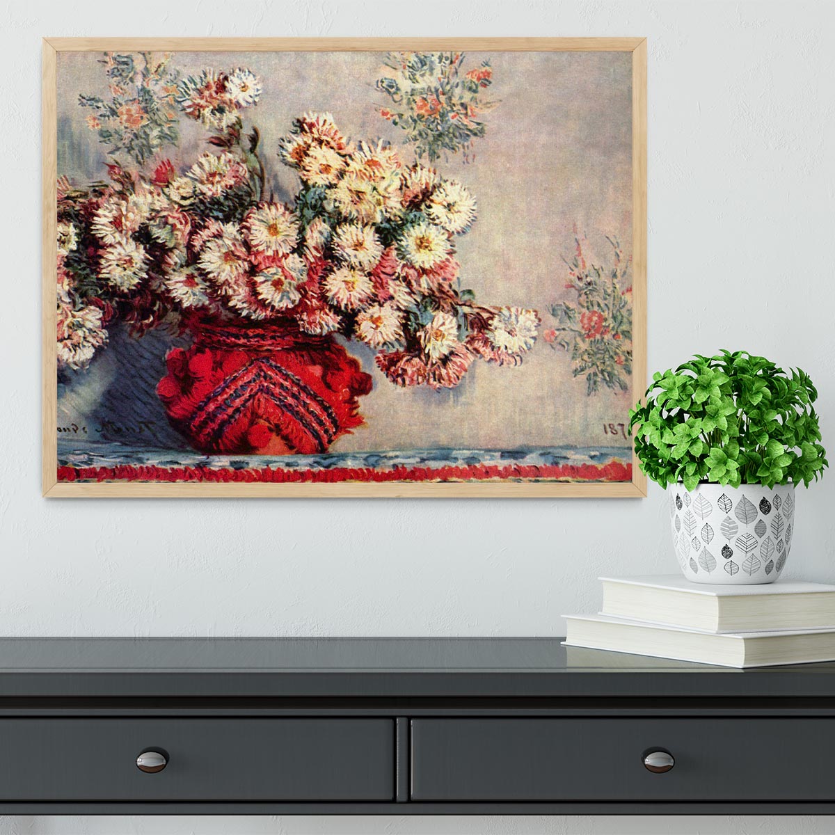 Still Life with Chrysanthemums by Monet Framed Print - Canvas Art Rocks - 4