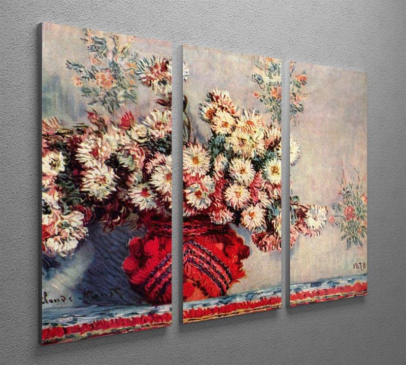 Still Life with Chrysanthemums by Monet Split Panel Canvas Print - Canvas Art Rocks - 4