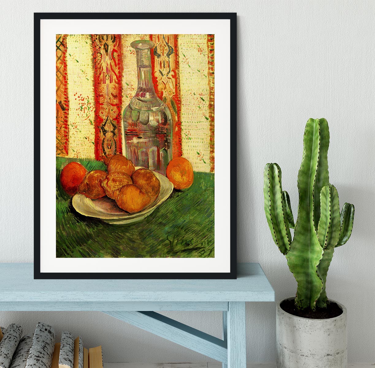 Still Life with Decanter and Lemons on a Plate by Van Gogh Framed Print - Canvas Art Rocks - 1