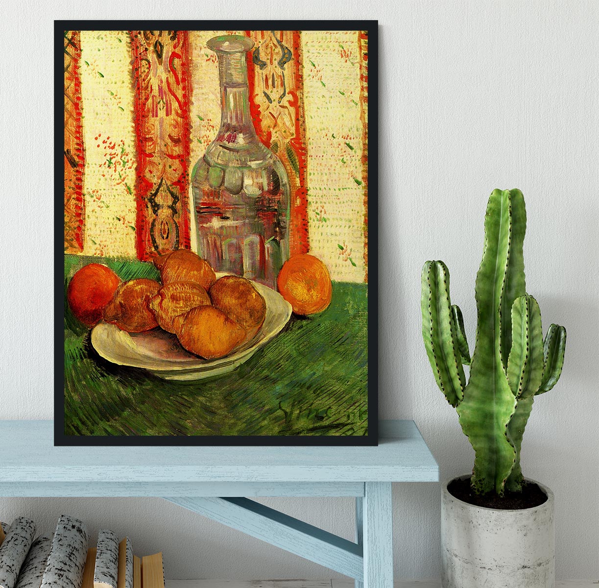 Still Life with Decanter and Lemons on a Plate by Van Gogh Framed Print - Canvas Art Rocks - 2