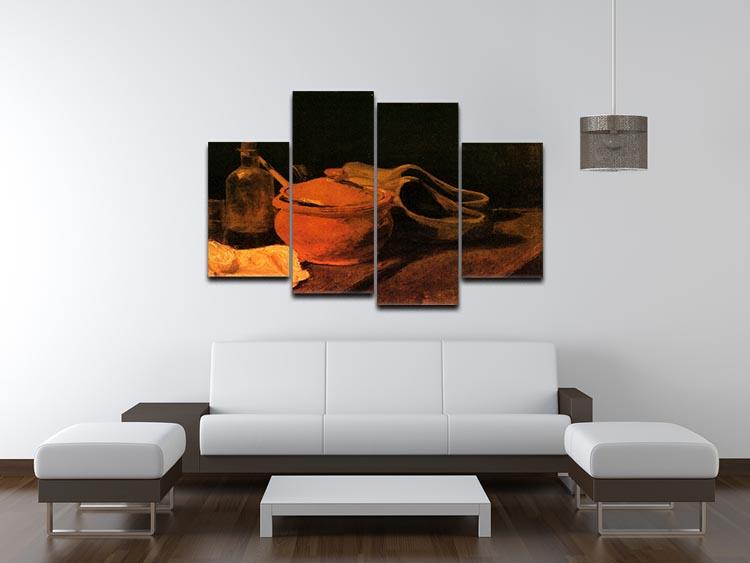 Still Life with Earthenware Bottle and Clogs by Van Gogh 4 Split Panel Canvas - Canvas Art Rocks - 3