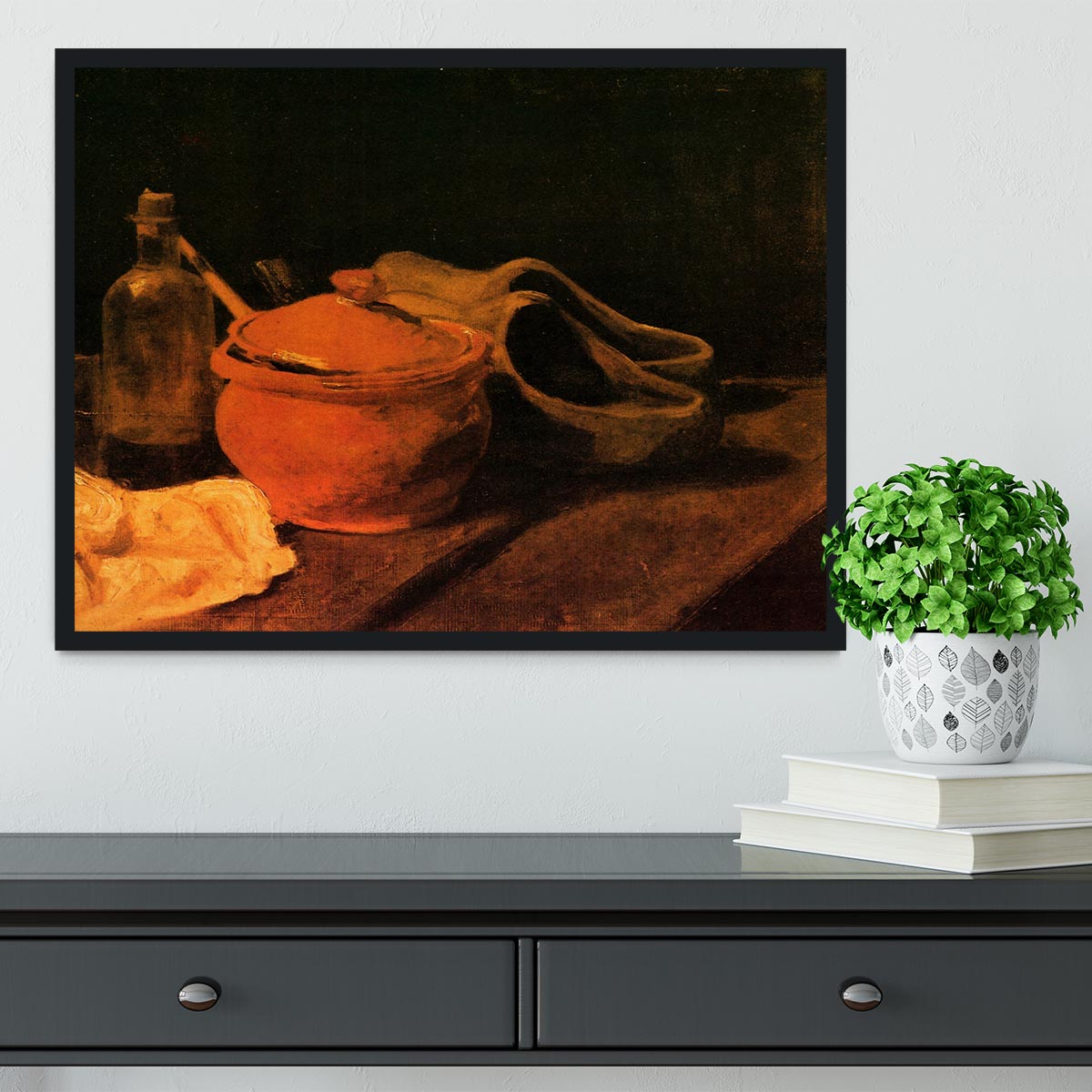 Still Life with Earthenware Bottle and Clogs by Van Gogh Framed Print - Canvas Art Rocks - 2