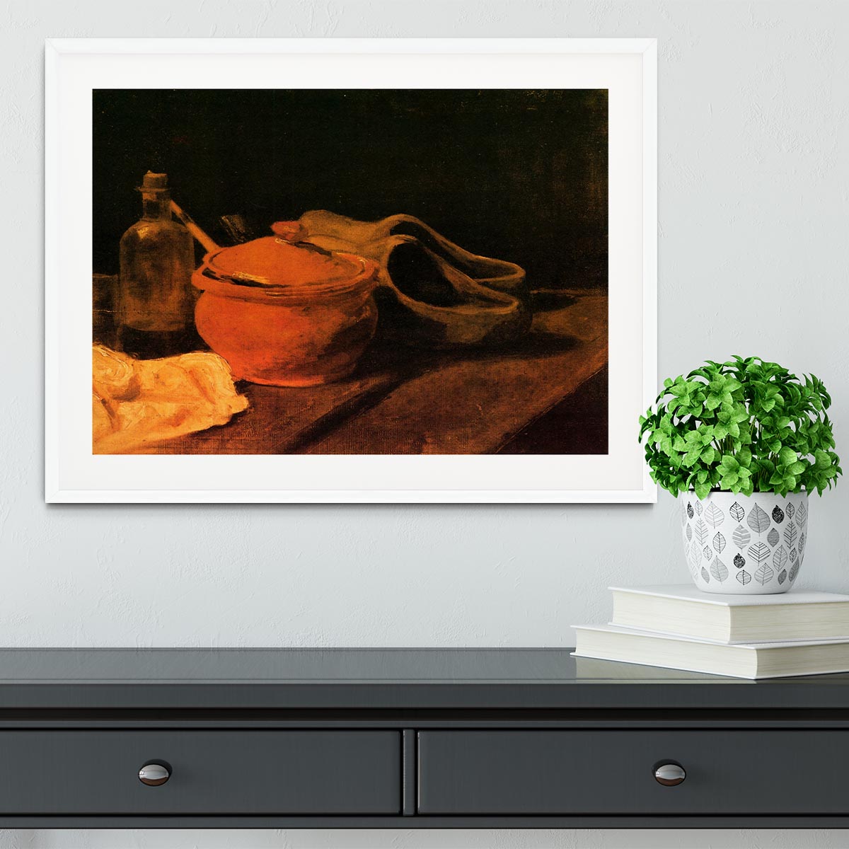 Still Life with Earthenware Bottle and Clogs by Van Gogh Framed Print - Canvas Art Rocks - 5