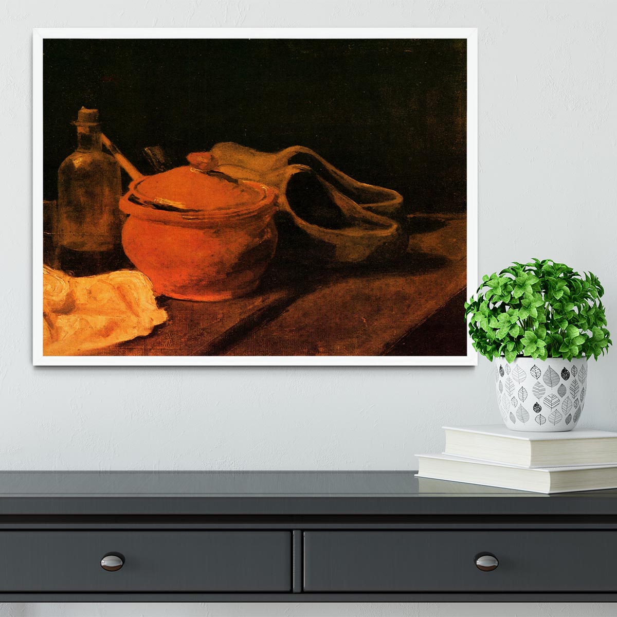 Still Life with Earthenware Bottle and Clogs by Van Gogh Framed Print - Canvas Art Rocks -6