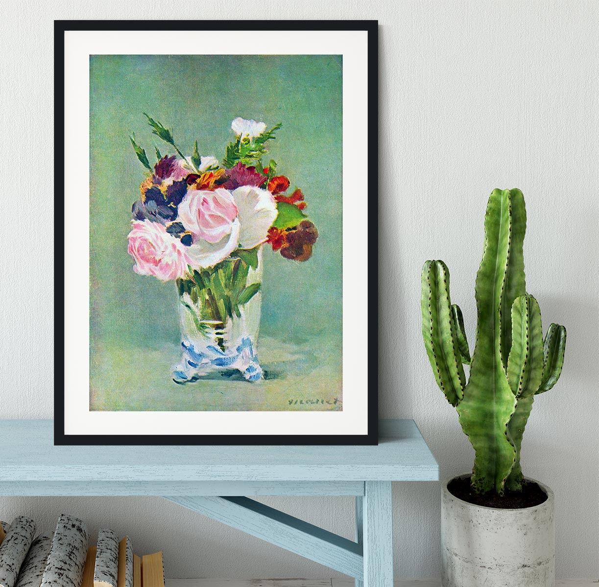 Still Life with Flowers 2 by Manet Framed Print - Canvas Art Rocks - 1