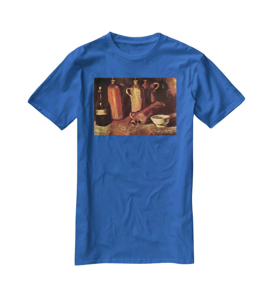 Still Life with Four Stone Bottles Flask and White Cup by Van Gogh T-Shirt - Canvas Art Rocks - 2