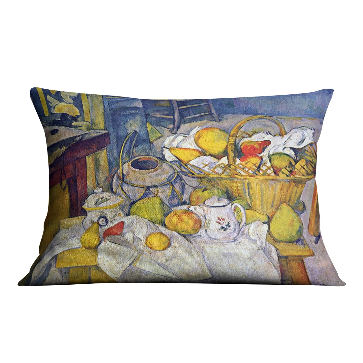 Still Life with Fruit Basket by Cezanne Cushion
