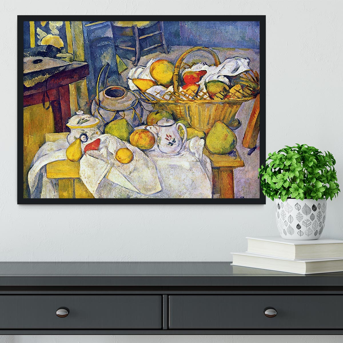 Still Life with Fruit Basket by Cezanne Framed Print - Canvas Art Rocks - 2