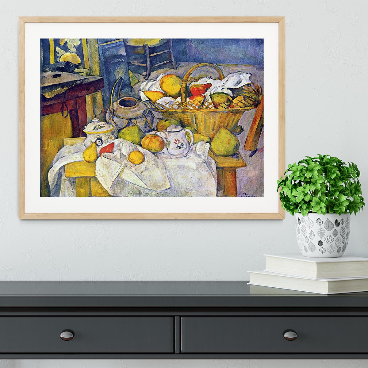 Still Life with Fruit Basket by Cezanne Framed Print - Canvas Art Rocks - 3