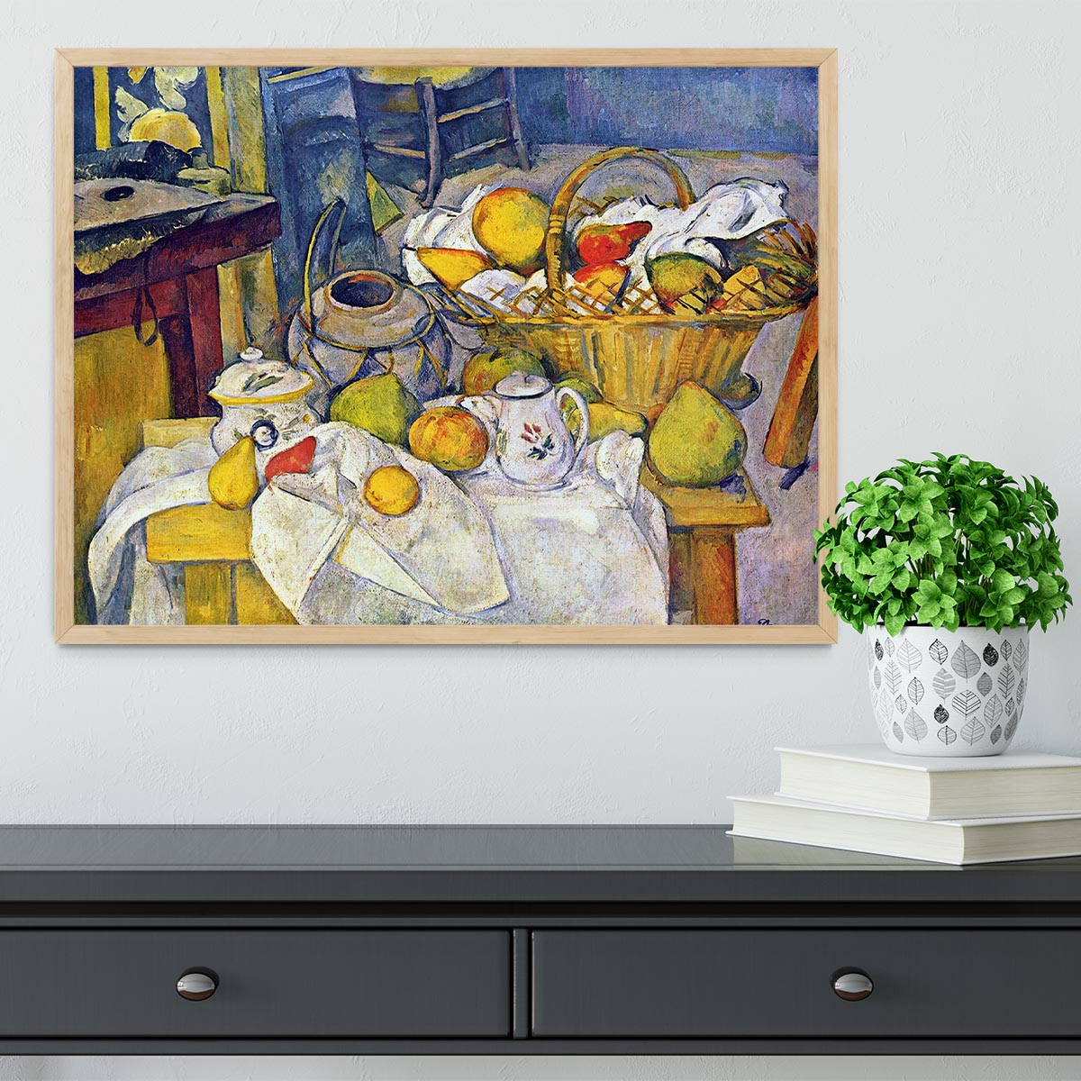 Still Life with Fruit Basket by Cezanne Framed Print - Canvas Art Rocks - 4