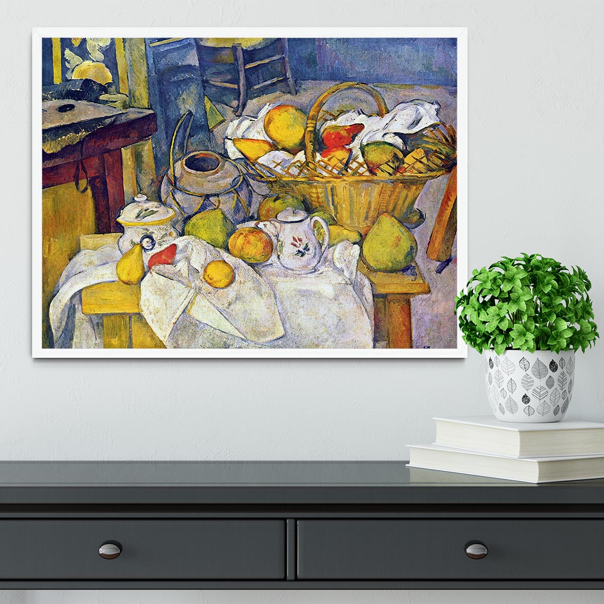 Still Life with Fruit Basket by Cezanne Framed Print - Canvas Art Rocks -6