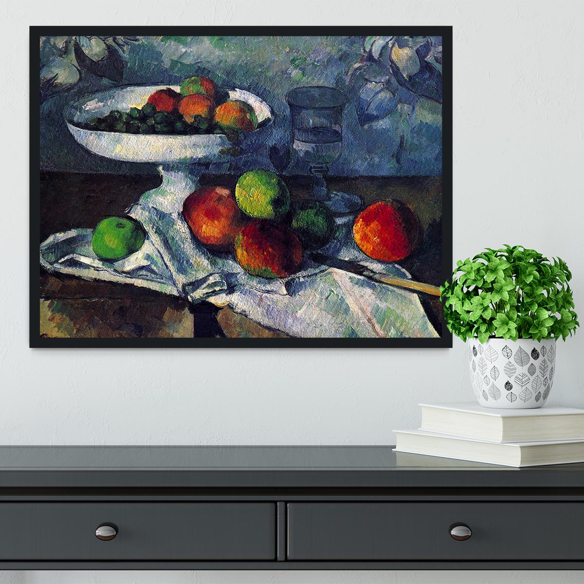Still Life with Fruit Bowl by Cezanne Framed Print - Canvas Art Rocks - 2