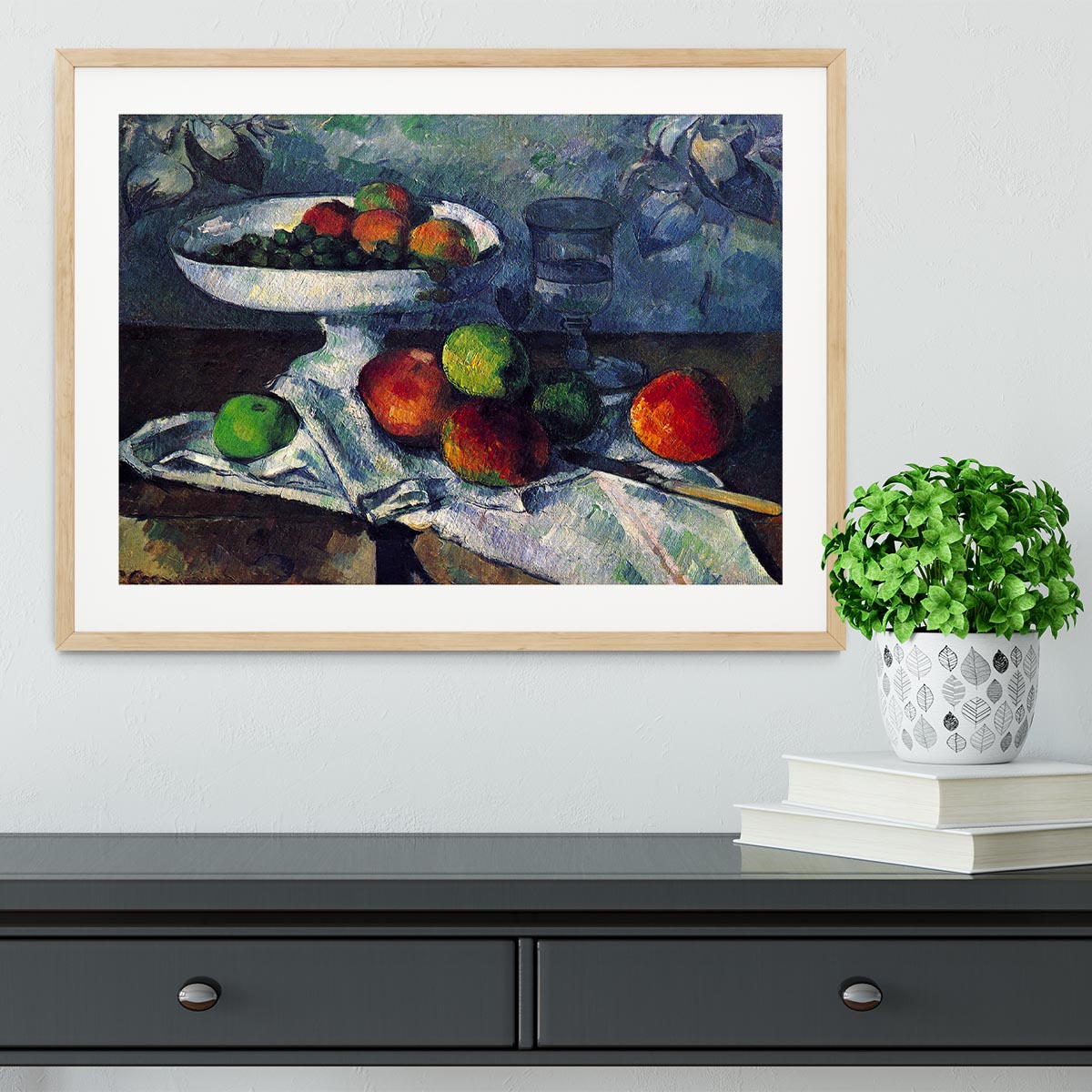 Still Life with Fruit Bowl by Cezanne Framed Print - Canvas Art Rocks - 3
