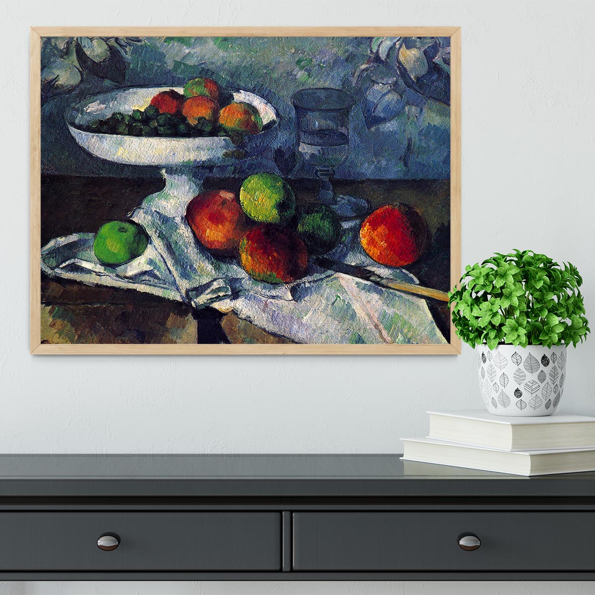 Still Life with Fruit Bowl by Cezanne Framed Print - Canvas Art Rocks - 4