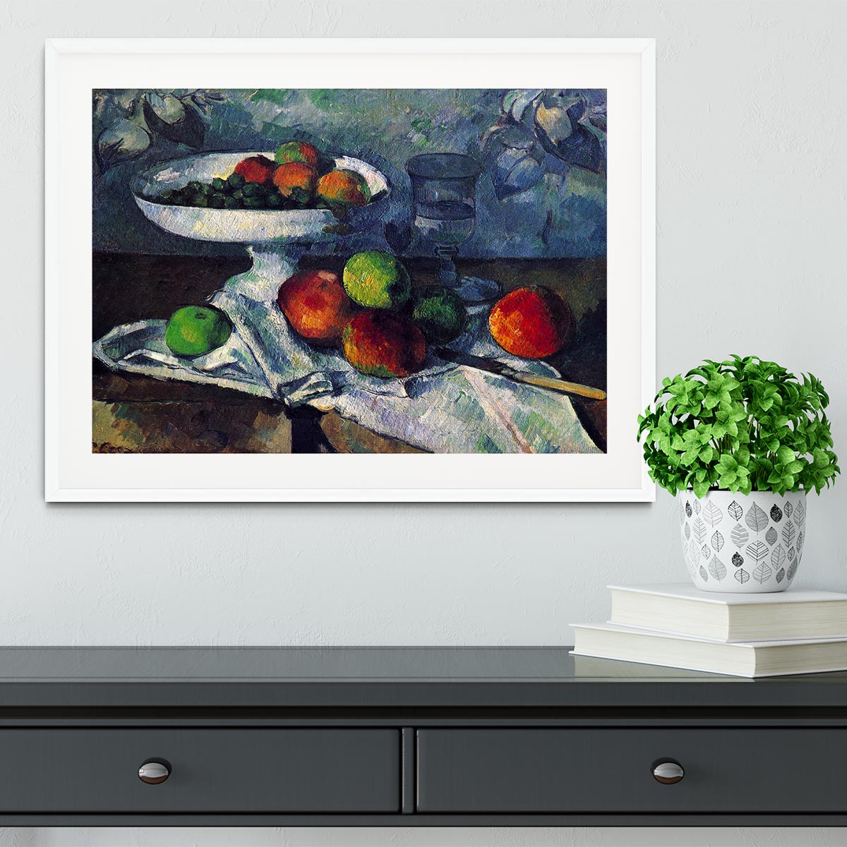 Still Life with Fruit Bowl by Cezanne Framed Print - Canvas Art Rocks - 5