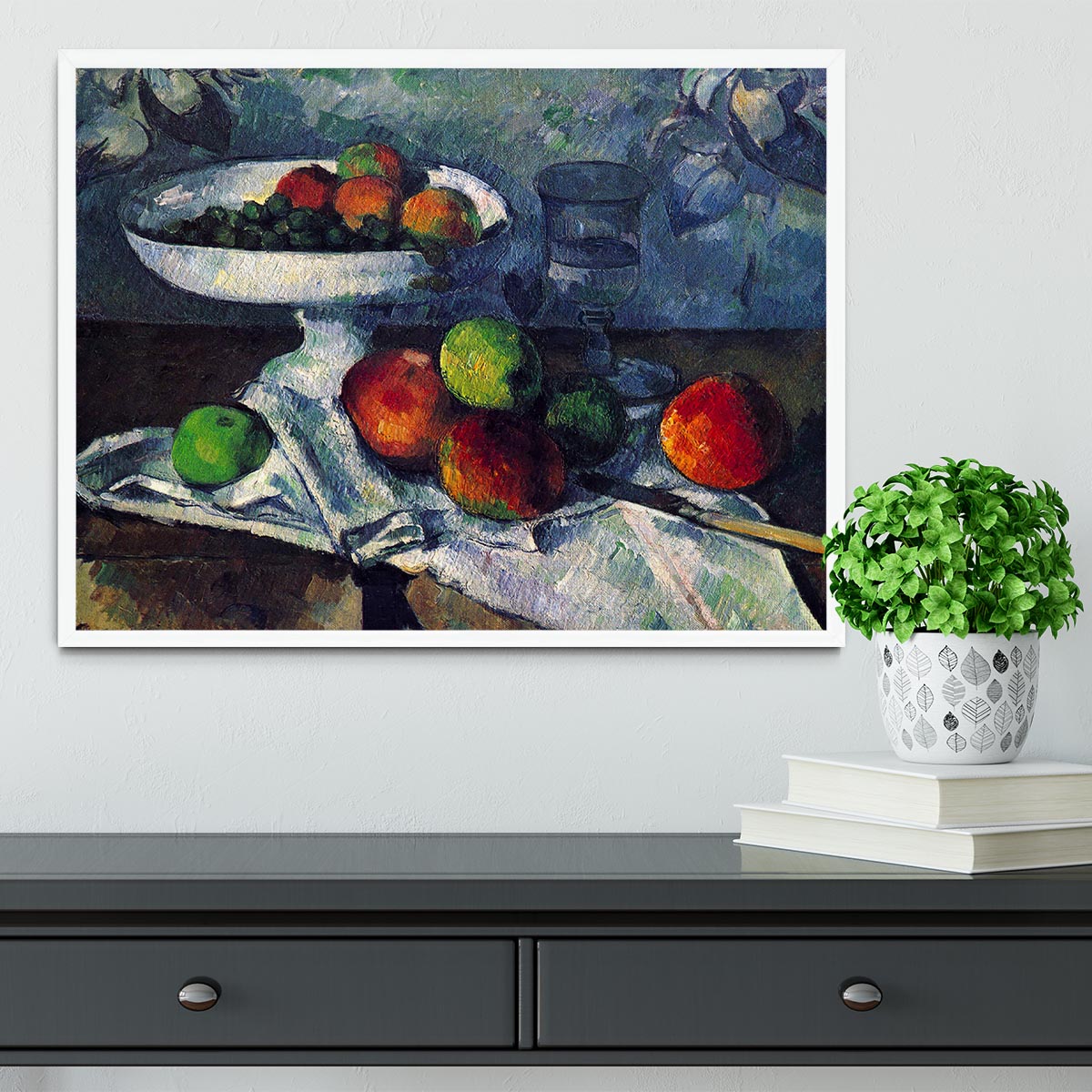 Still Life with Fruit Bowl by Cezanne Framed Print - Canvas Art Rocks -6