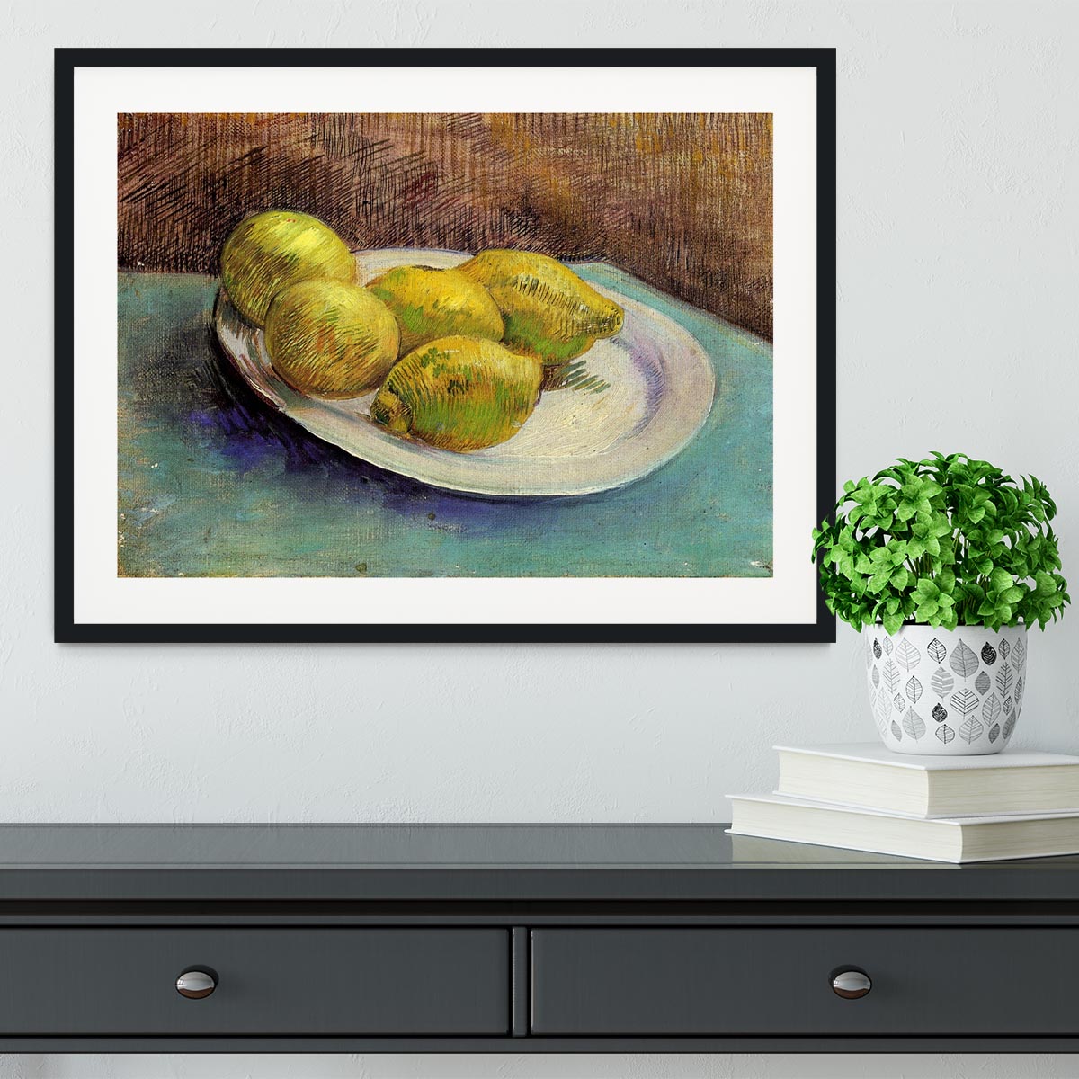 Still Life with Lemons on a Plate by Van Gogh Framed Print - Canvas Art Rocks - 1