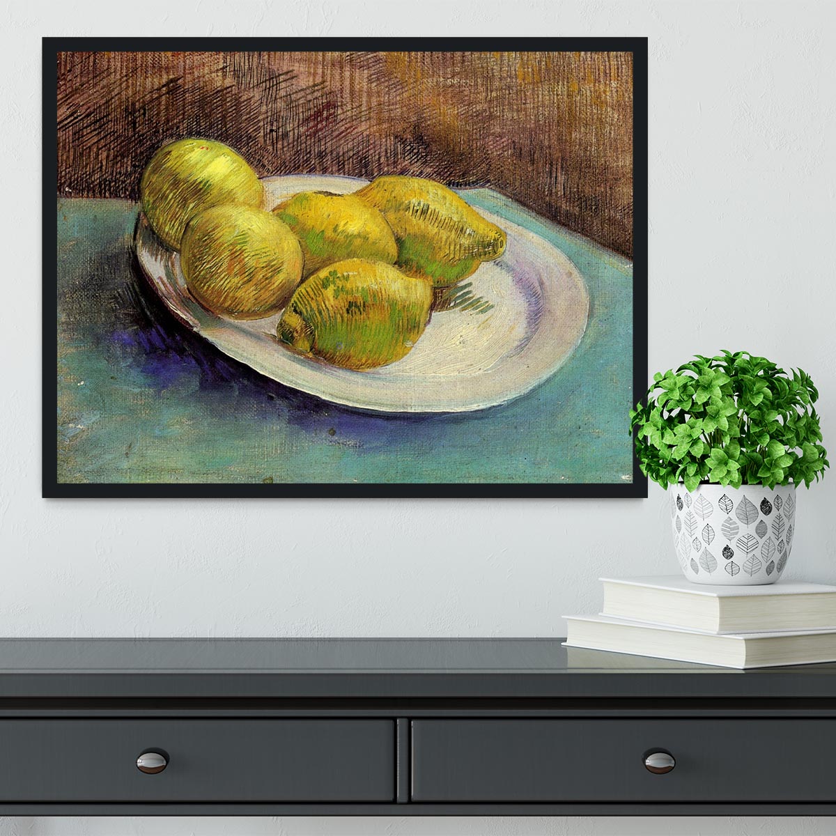 Still Life with Lemons on a Plate by Van Gogh Framed Print - Canvas Art Rocks - 2