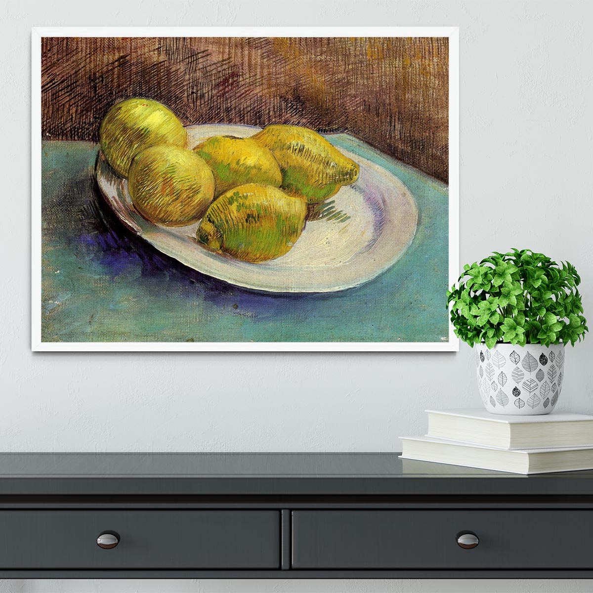Still Life with Lemons on a Plate by Van Gogh Framed Print - Canvas Art Rocks -6