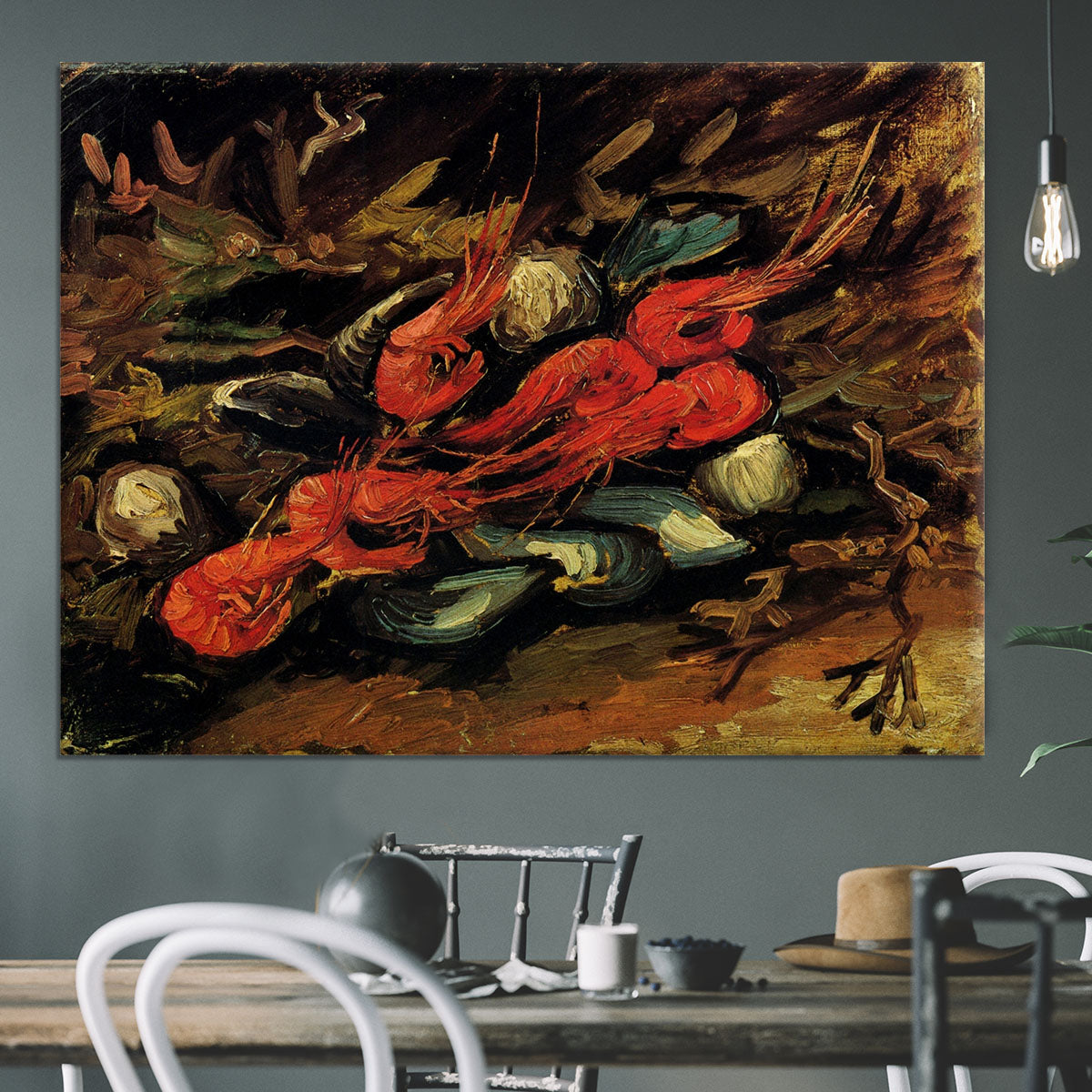 Still Life with Mussels and Shrimps by Van Gogh Canvas Print or Poster - Canvas Art Rocks - 3