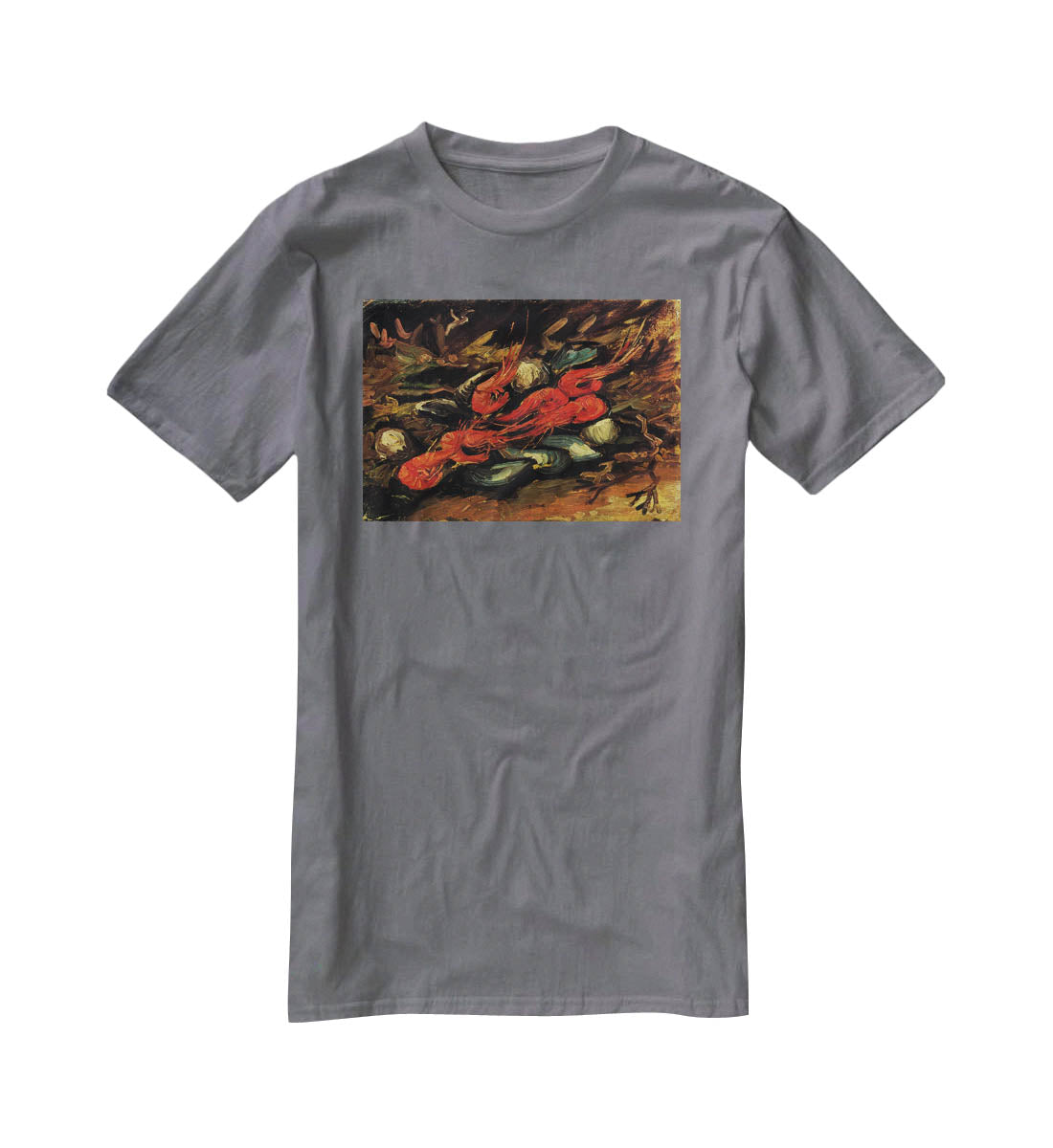 Still Life with Mussels and Shrimps by Van Gogh T-Shirt - Canvas Art Rocks - 3
