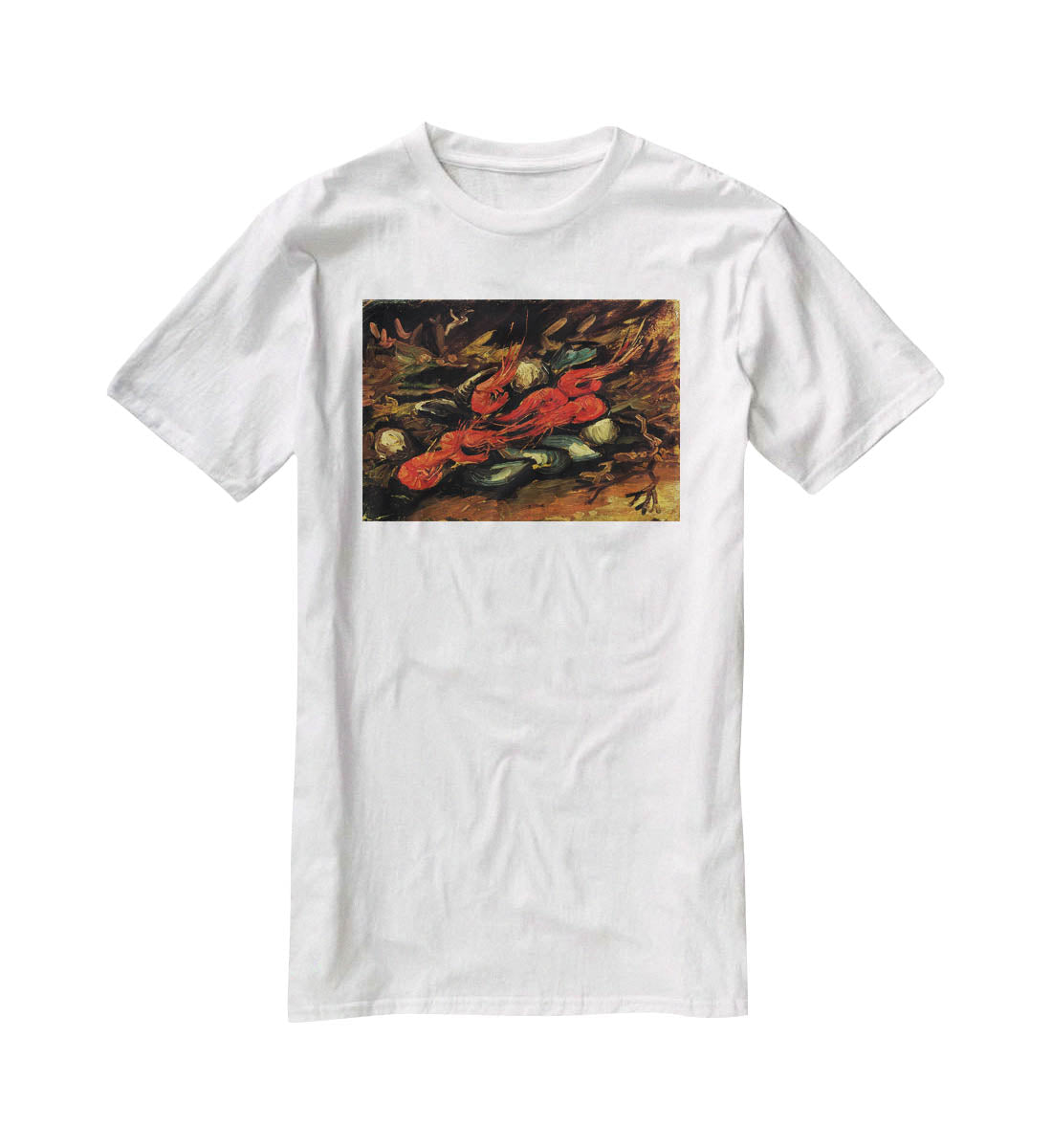 Still Life with Mussels and Shrimps by Van Gogh T-Shirt - Canvas Art Rocks - 5