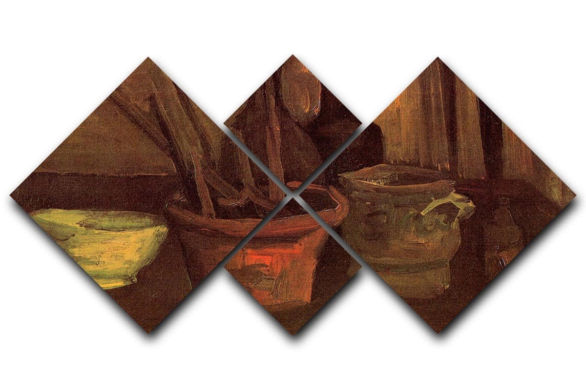 Still Life with Paintbrushes in a Pot by Van Gogh 4 Square Multi Panel Canvas  - Canvas Art Rocks - 1