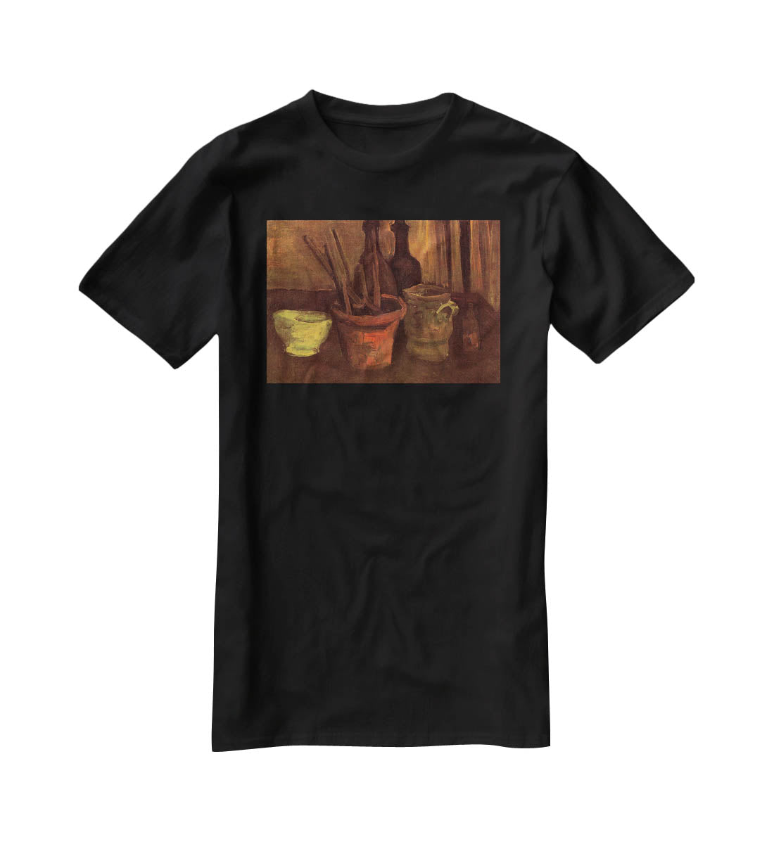Still Life with Paintbrushes in a Pot by Van Gogh T-Shirt - Canvas Art Rocks - 1