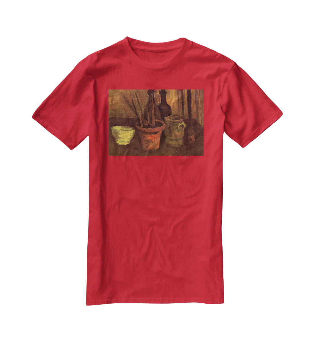 Still Life with Paintbrushes in a Pot by Van Gogh T-Shirt - Canvas Art Rocks - 4