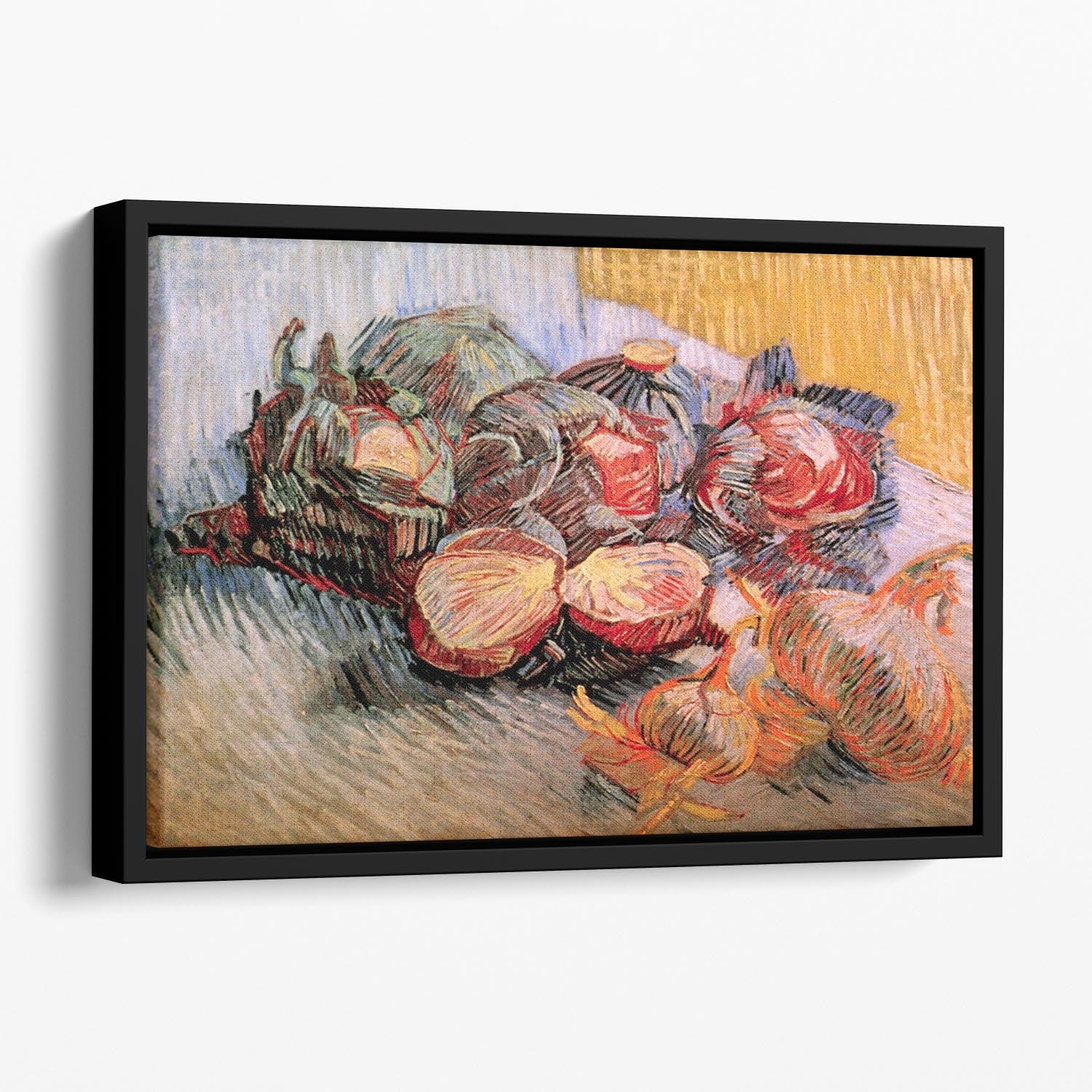 Still Life with Red Cabbages and Onions by Van Gogh Floating Framed Canvas