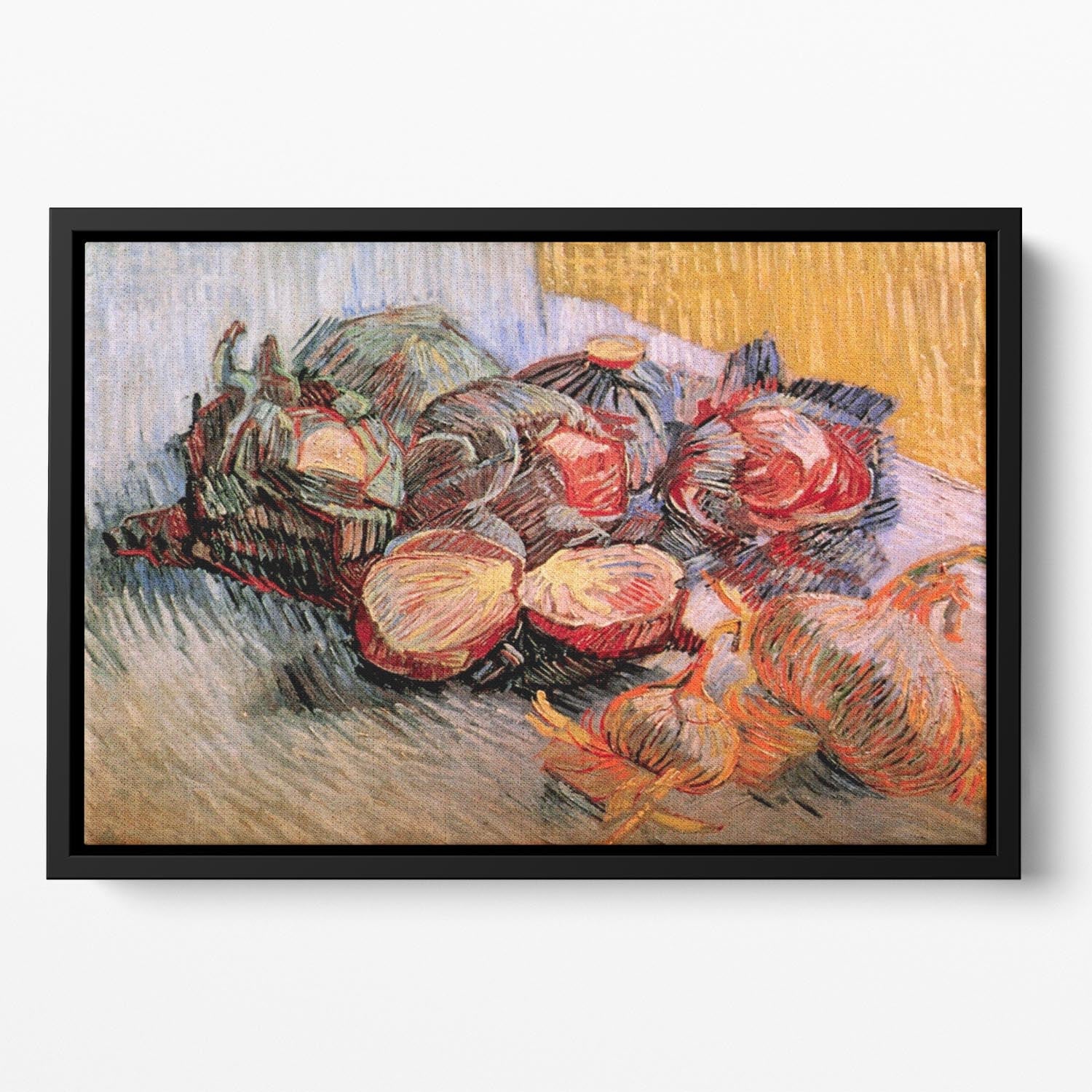 Still Life with Red Cabbages and Onions by Van Gogh Floating Framed Canvas