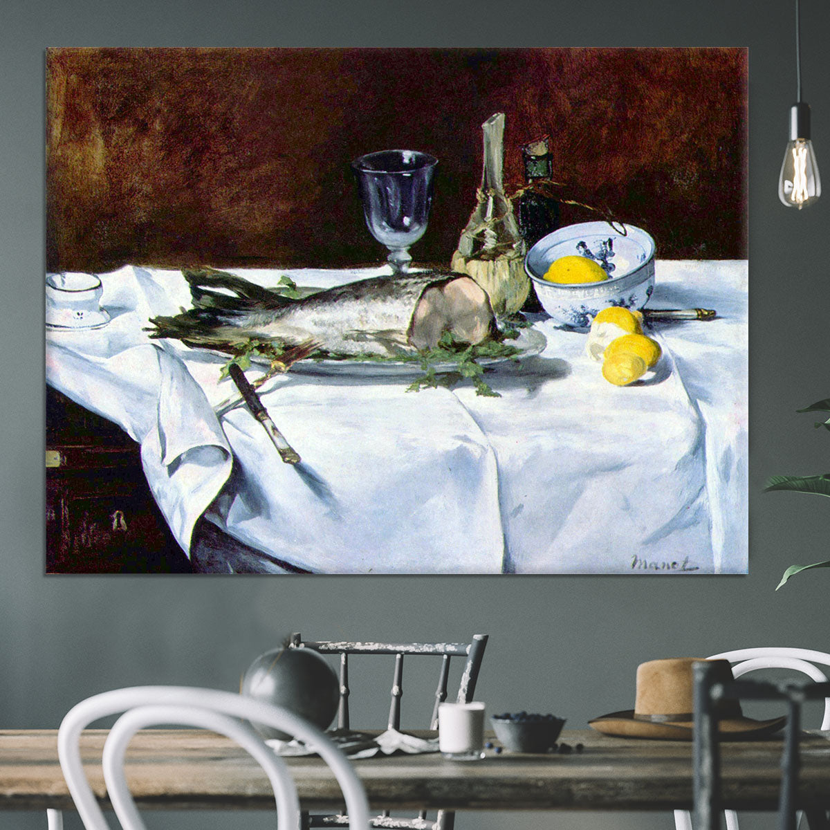 Still Life with Salmon by Manet Canvas Print or Poster - Canvas Art Rocks - 3