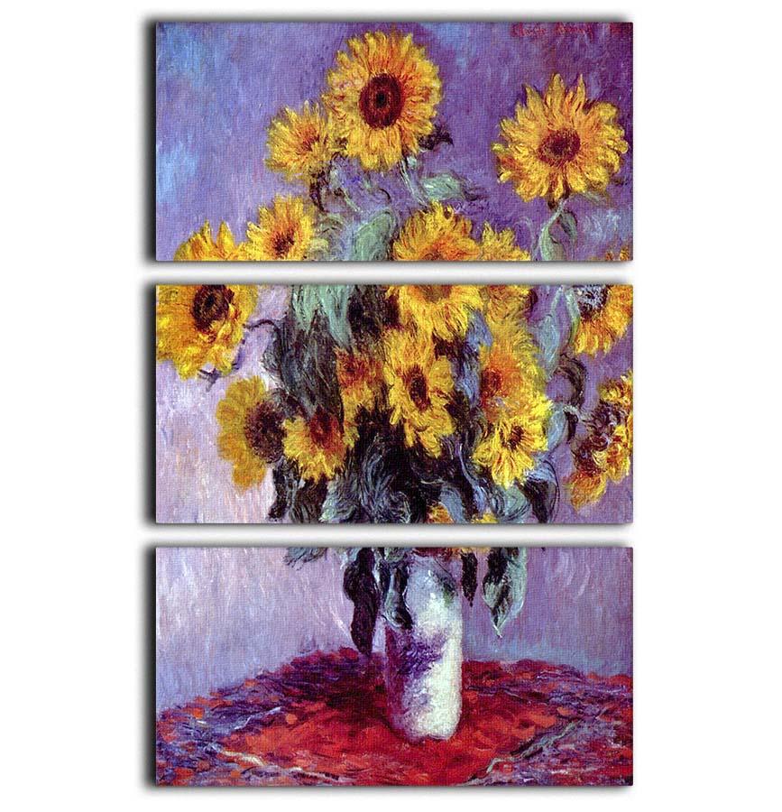 Still Life with Sunflowers by Monet 3 Split Panel Canvas Print - Canvas Art Rocks - 1