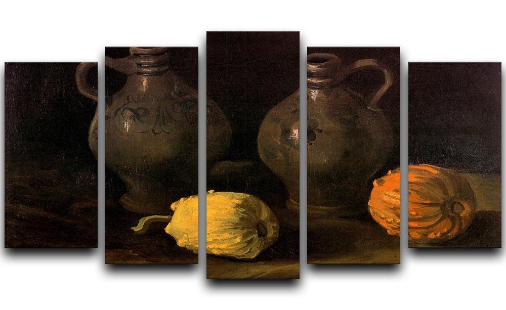 Still Life with Two Jars and Two Pumpkins by Van Gogh 5 Split Panel Canvas  - Canvas Art Rocks - 1