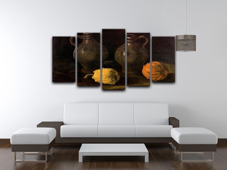 Still Life with Two Jars and Two Pumpkins by Van Gogh 5 Split Panel Canvas - Canvas Art Rocks - 3
