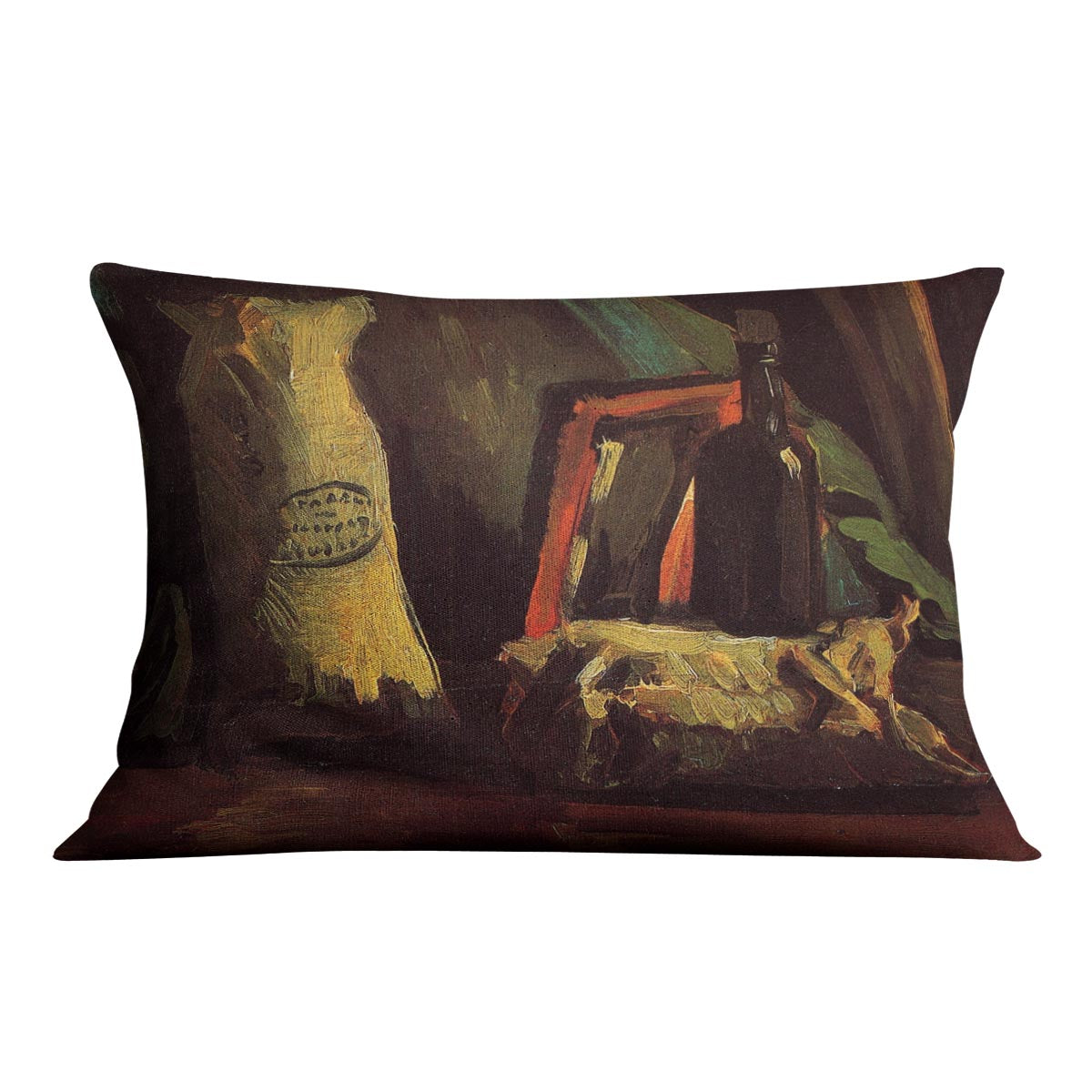 Still Life with Two Sacks and a Bottl by Van Gogh Cushion