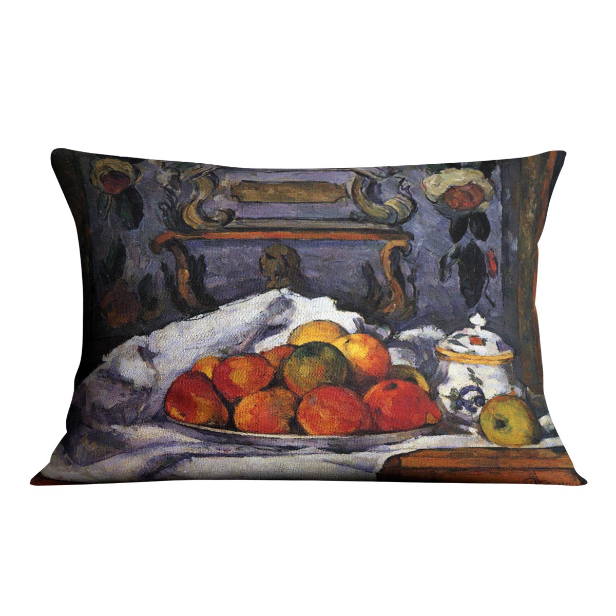 Still life bowl of apples by Cezanne Cushion