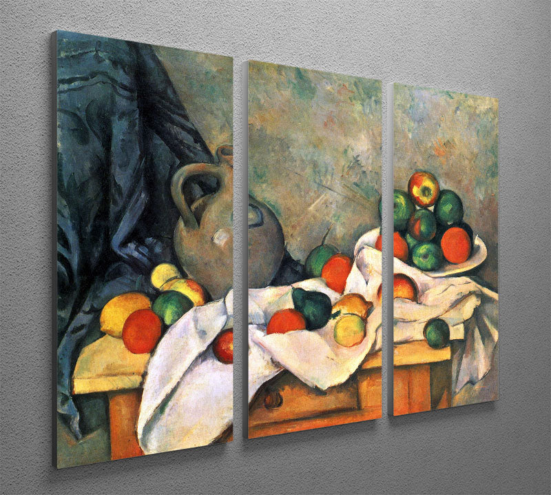 Still life drapery pitcher and fruit bowl by Cezanne 3 Split Panel Canvas Print - Canvas Art Rocks - 2