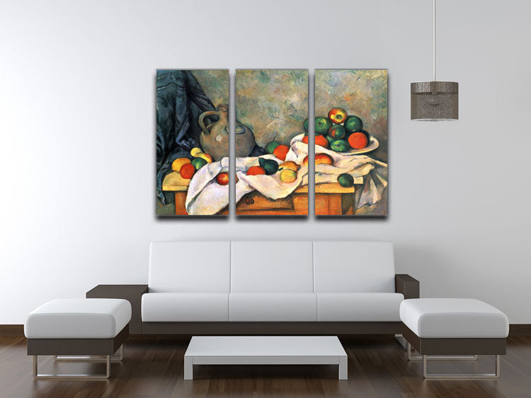 Still life drapery pitcher and fruit bowl by Cezanne 3 Split Panel Canvas Print - Canvas Art Rocks - 3