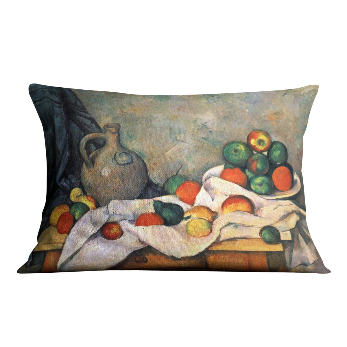 Still life drapery pitcher and fruit bowl by Cezanne Cushion