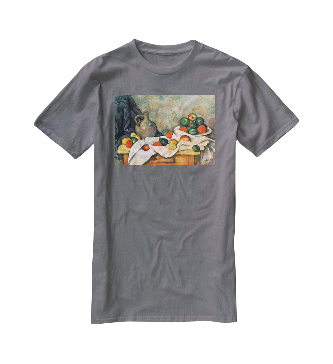 Still life drapery pitcher and fruit bowl by Cezanne T-Shirt - Canvas Art Rocks - 3