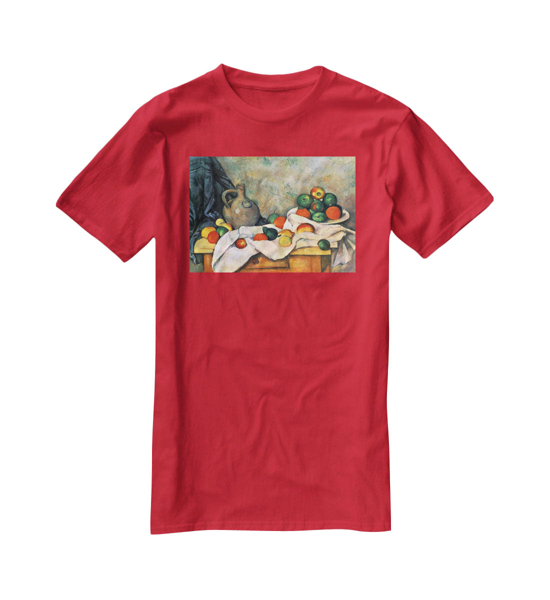 Still life drapery pitcher and fruit bowl by Cezanne T-Shirt - Canvas Art Rocks - 4