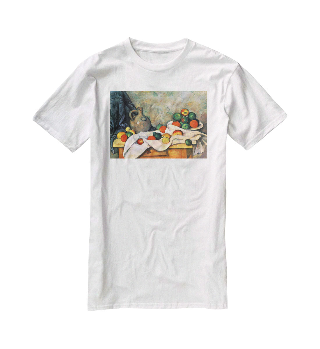 Still life drapery pitcher and fruit bowl by Cezanne T-Shirt - Canvas Art Rocks - 5