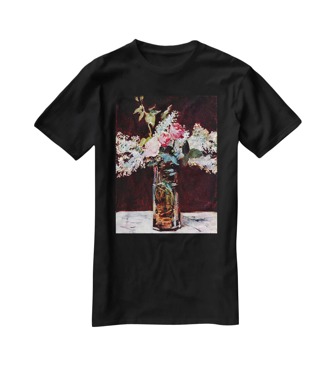 Still life lilac and roses by Manet T-Shirt - Canvas Art Rocks - 1