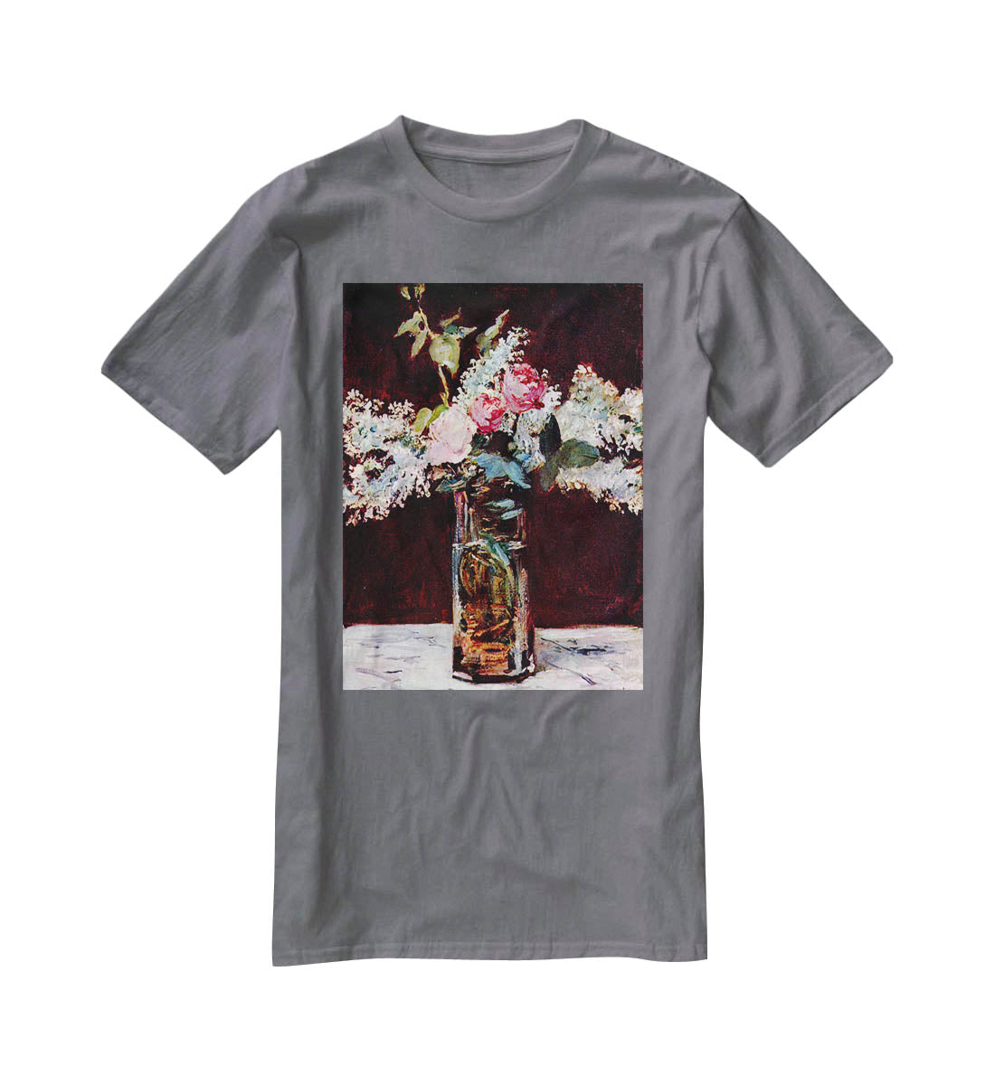 Still life lilac and roses by Manet T-Shirt - Canvas Art Rocks - 3