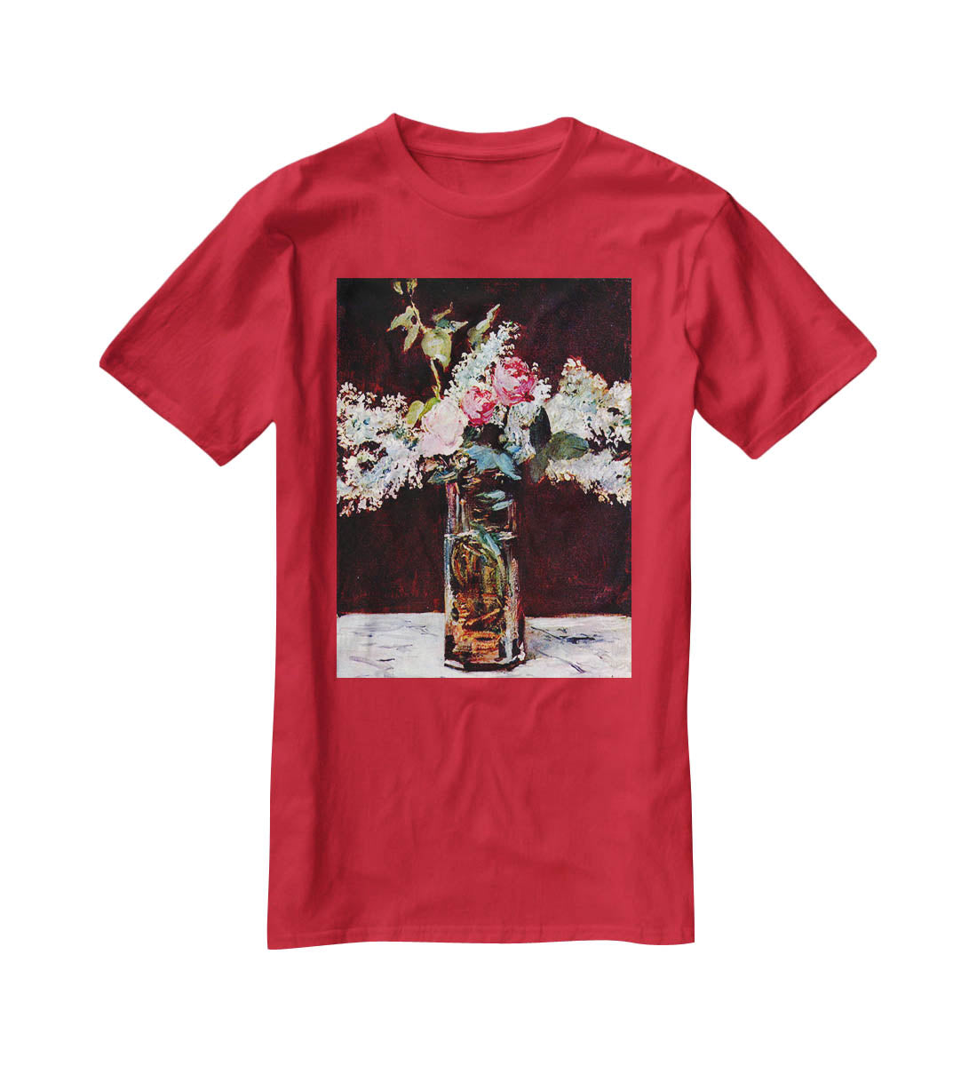 Still life lilac and roses by Manet T-Shirt - Canvas Art Rocks - 4